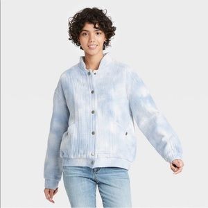 Universal Thread Women's Tie Dye Blue 100% Cotton Cloth Jacket Size L NWT